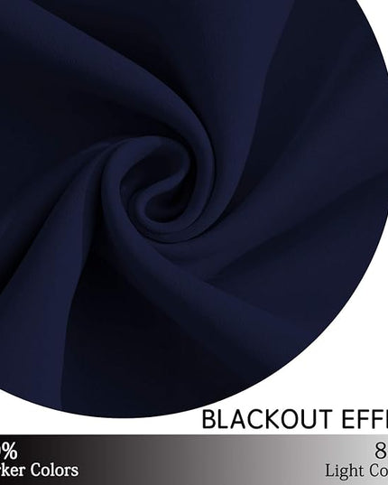 Yakamok Blackout Curtains Room Darkening Thermal Insulated with Grommet Window Curtain for Living Room, 38 x 72 inch, Navy Blue, 2 Panels