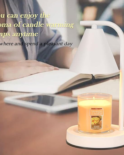 Candle Warmer Lamp, Electric Candle Lamp Warmer Birthday for Mom Women Home Bedroom Decor Dimmable Wax Melt Warmer for Scented Wax with 2 Bulbs, Jar Candles (White)