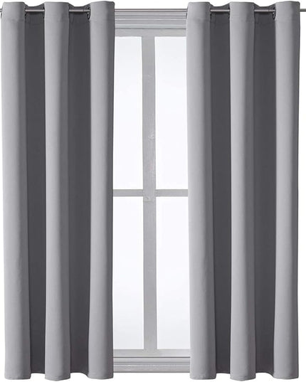 ChrisDowa Grommet Blackout Curtains for Bedroom and Living Room - 2 Panels Set Thermal Insulated Room Darkening Curtains (Light Grey, 42W x 63L)