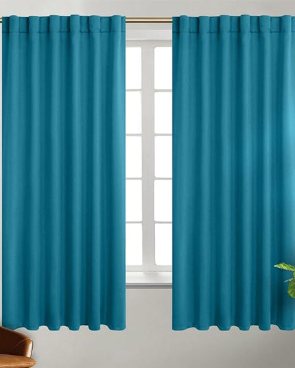 BGment Rod Pocket and Back Tab Blackout Curtains for Bedroom - Thermal Insulated Room Darkening Curtains for Living Room, 2 Window Curtain Panels (52 x 63 Inch, Peacock Blue)