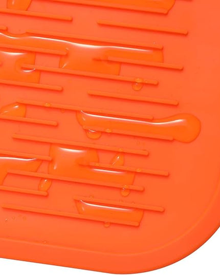 Silicone Dish Drying Mat for Multiple Usage,Easy clean,Eco-friendly,Heat-resistant Silicone Mat for Kitchen Counter or Sink,Refrigerator or Drawer Liner Orange 5XL 36inches x 18inches