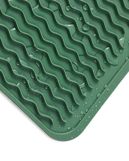 Silicone Dish Drying Mat for Multiple Usage,Easy clean,Eco-friendly,Heat-resistant Silicone Mat for Kitchen Counter or Sink,Refrigerator or drawer liner Green L 16 inches x 12 inches