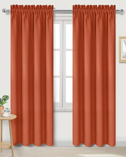 DWCN Blackout Curtains Thermal Insulated, Energy Saving & Noise Reducing Bedroom and Living Room Curtains, Burnt Ochre, W 42x L 84 Inch, Set of 2 Rod Pocket Curtain Panels