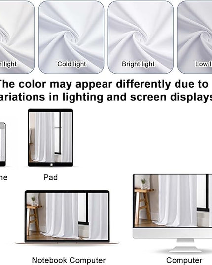 Gwine Pura White Light Filtering Curtains for Bedroom 84 inches Long 2 Panels Set, Solid Noise Reducing Thermal Insulated Light Filtering Curtains for Living Room with Rod Pocket, Each 50" Wx84 L