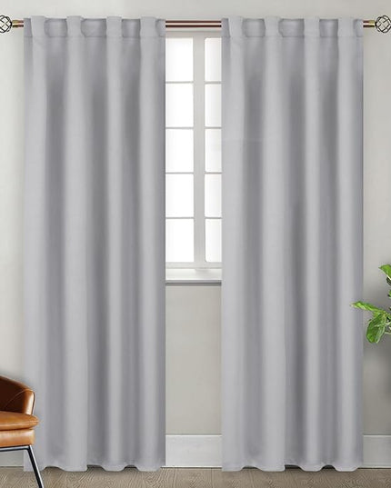 BGment Rod Pocket and Back Tab Blackout Curtains for Bedroom - Thermal Insulated Room Darkening Curtains for Living Room, 2 Window Curtain Panels (38 x 84 Inch, Light Grey)