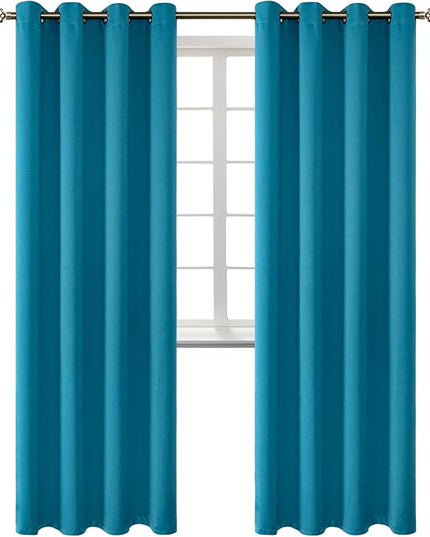 BGment Blackout Curtains - Grommet Thermal Insulated Room Darkening Bedroom and Living Room Curtains, Set of 2 Panels (52 x 84 Inch, Peacock Blue)