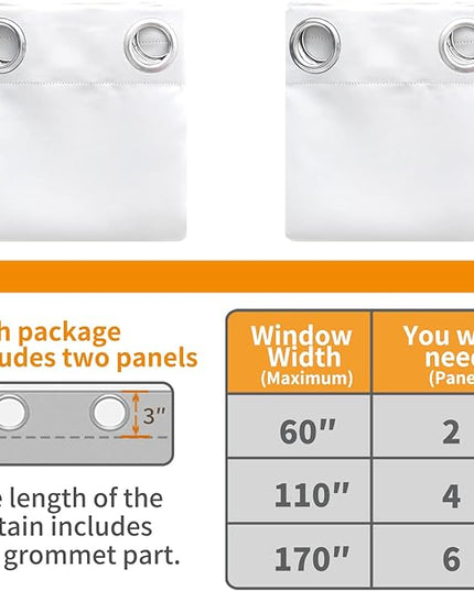 YoungsTex Short White Curtains for Window - Grommet Top 45 Inches Length Window Treament Curtains Privacy Protection for Kitchen Cafe, 2 Panels, 42 x 45 Inch