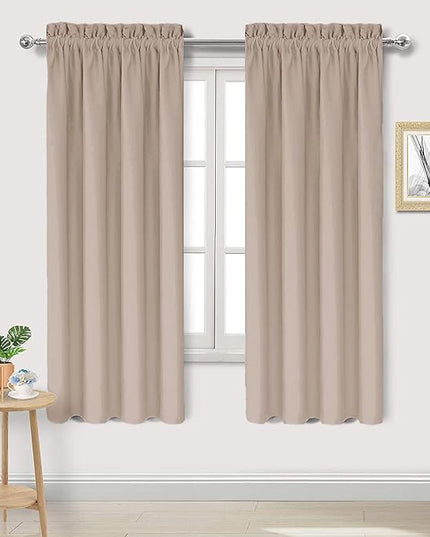 DWCN Blackout Curtains for Living Room Thermal Insulated, Energy Saving & Noise Reducing Bedroom Curtains, Camel, W 42x L 63 Inch, Set of 2 Rod Pocket Curtain Panels