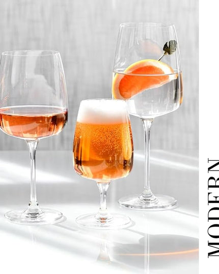 Krosno - Stemmed Tulip Water Glasses, Set of 4, 11.2 oz, Ideal Goblets for Dessert, Cocktails, Juice, Drinking Glasses, Lead-Free and Safe, Dishwasher Safe, Made in Europe