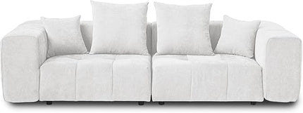 JACH 2 Seater Sofas Sectional Couches, Modern Love Seat Office Couch, Loveseat Modular Couch, Cozy Sleeper Sofa for Apartment, Bedroom, Living Room (Linen Fabric, White)