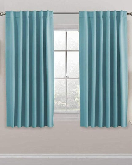 H.VERSAILTEX Blackout Curtains Thermal Insulated Window Treatment Panels Room Darkening Blackout Drapes for Living Room Back Tab/Rod Pocket Bedroom Draperies, 52 x 63 Inch, Solid Aqua, 2 Panels
