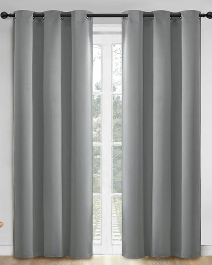 Yakamok Dove Grey Room Darking 84 Inch Length 2 Panel Sets for Livingroom Dining Room Darkening Thermal Insulated Bay Window Hotel Modern Elegant Black Out Sunblock Curtins/Bedroom,42 x 84 Inches