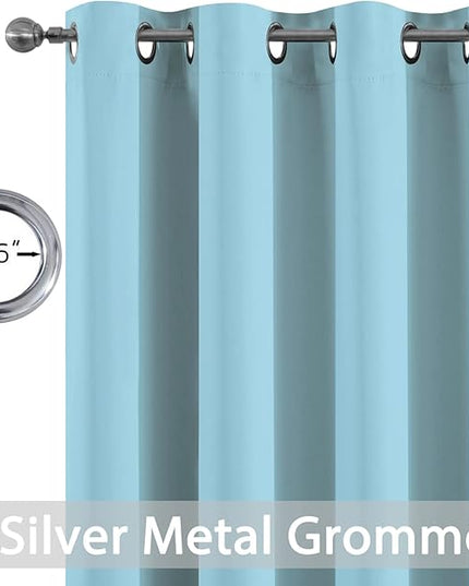 Yakamok Blackout Window Valances for Kitchen Thermal Insulated Blackout Grommet Top Curtain for Bedroom,Sky Blue, 52x36 Inch, 2 Panels
