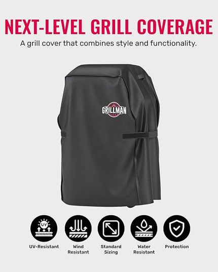 Grill Cover by Grillman, Black, 30 Inch, BBQ Outdoor Grill Covers, Charcoal & Gas Grills, Waterproof, Rip-Proof, Weather-Resistant, Anti-UV, Barbecue Cover for Weber, Genesis, Charbroil, Nexgrill, etc