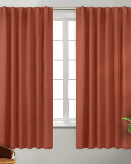 BGment Terracotta 63 inch Blackout Curtains for Bedroom - Thermal Insulated Noise Reducing Energy Efficiency Black Out Rod Pocket and Back Tab Fall Curtains for Living Room, 2 Panels, 52 x 63 Inch