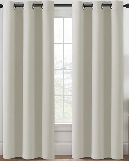 H.VERSAILTEX Room Darkening Curtains 84 Inches Long for Living Room Light Reducing Blackout Curtains for Bedroom Thermal Insulated Window Treatment Panels Grommet Top 2 Panels, 42 x 84 Inches - Ivory