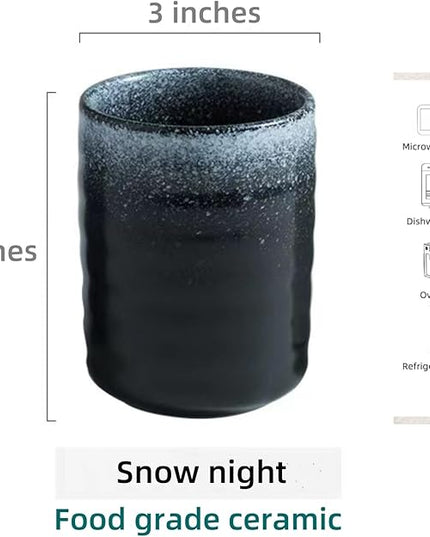 Stoneware Coffee Bar Utensil Holder Tea & Coffee Spoon & Stirrer Holder for Stir Stick Straw Teaspoon Holder Spoon Cup Small Utensil Jar (Snow night)