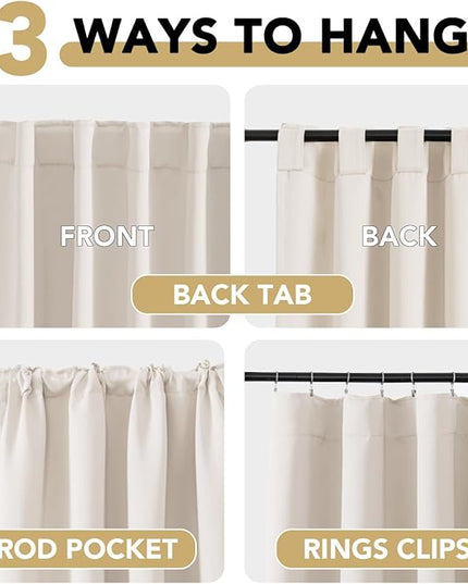 H.VERSAILTEX Blackout Curtains Thermal Insulated Window Treatment Panels Room Darkening Blackout Drapes for Living Room Back Tab/Rod Pocket Bedroom Draperies (2 Panels, Natural, 52 x 54 Inch)