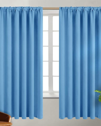 BGment Rod Pocket and Back Tab Curtains for Bedroom - Thermal Insulated Room Darkening Curtains for Living Room, 2 Window Curtain Panels (52 x 72 Inch, Sky Blue)