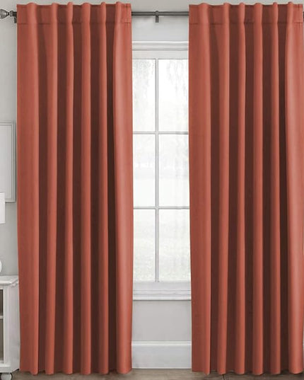 H.VERSAILTEX Blackout Curtains Thermal Insulated Window Treatment Panels Room Darkening Blackout Drapes for Living Room Back Tab/Rod Pocket Bedroom Draperies, 52 x 84 Inch, Orange, 2 Panels