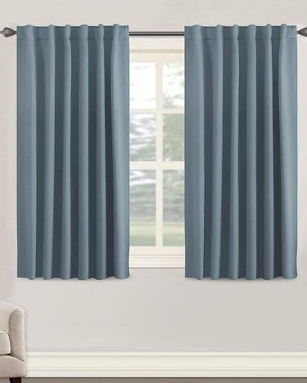 H.VERSAILTEX Blackout Curtains Thermal Insulated Window Treatment Panels Room Darkening Blackout Drapes for Living Room Back Tab/Rod Pocket Bedroom Draperies, 52 x 54 Inch, Stone Blue, 2 Panels