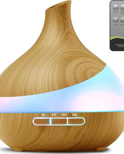 500ML Essential Oil Diffuser: Aroma Diffuser with Remote Control for Hotel Spa Yoga Room - Humidifiers for Bedroom with 14 Colors LED Night Light for Kids/Women Home Relaxation