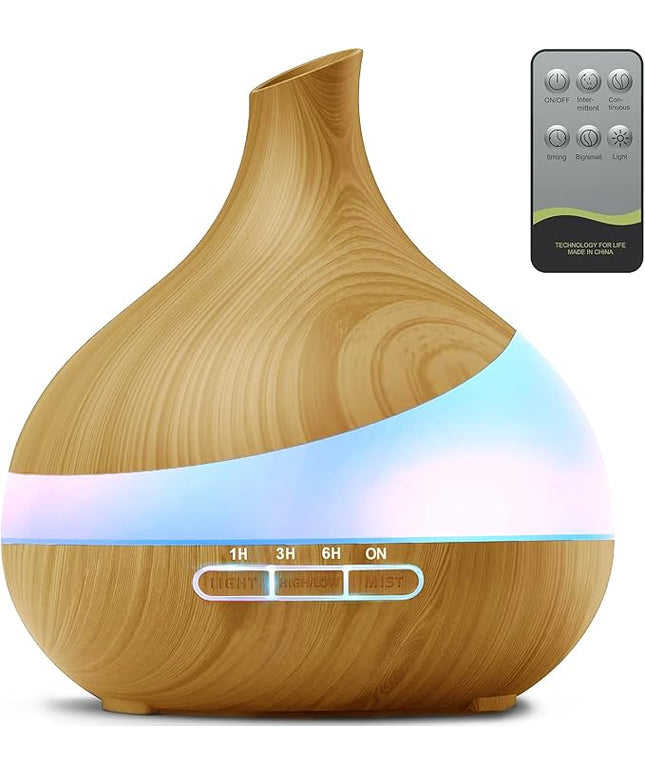 500ML Essential Oil Diffuser: Aroma Diffuser with Remote Control for Hotel Spa Yoga Room - Humidifiers for Bedroom with 14 Colors LED Night Light for Kids/Women Home Relaxation