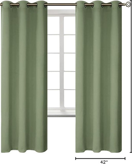BGment Room Darkening Curtains 72 Inches Long - Grommet Thermal Insulated Drapes Window Treatment Curtains for Bedroom, 2 Panels, 42 x 72 Inch, Grass Green