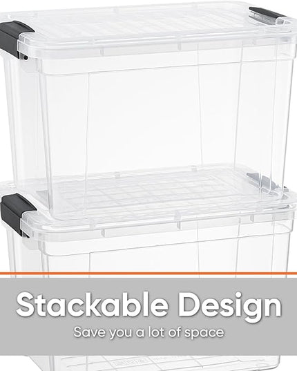 Superio Clear Storage Boxes with Lids, 8.75 Quart Plastic Container Bins for Organizing, Stackable Crates, BPA Free, Non Toxic, Odor Free, Organizers for Home, Office and Dorm, 8 Pack