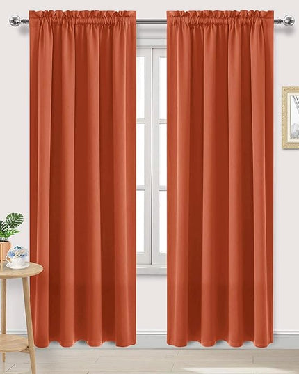 DWCN Blackout Curtains Thermal Insulated, Energy Saving & Noise Reducing Bedroom and Living Room Curtains, Burnt Ochre, W 52x L 95 Inch, Set of 2 Rod Pocket Curtain Panels