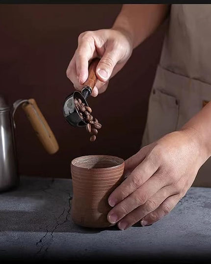 Vintage Coffee Measuring Spoon - 304 Stainless Steel,Coffee Scoop, 10g Capacity, Walnut Handle - Perfect for Coffee, Tea, and More (Gunmetal)