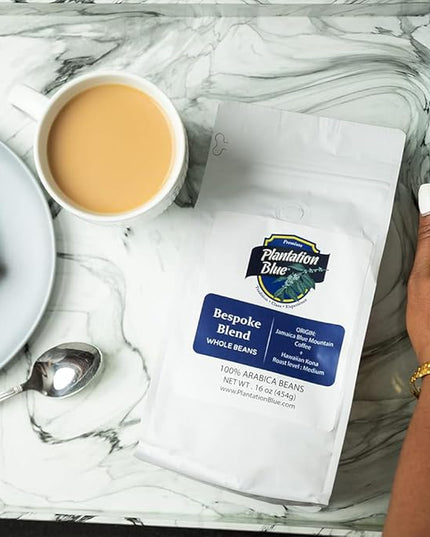 Plantation Blue Bespoke Blend of Blue Mountain and Hawaiian Kona Coffee Whole Beans (1lb)