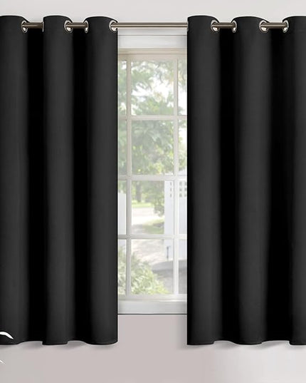 YoungsTex Black Blackout Curtains 63 Inch Length for Bedroom, Thermal Insulated Drapes with Grommet Room Darkening Privacy for Living Room, 2 Panels, 42 x 63 Inch