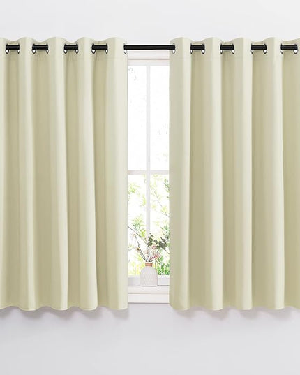 NICETOWN Room Darkening Curtains and Drapes for Bedroom - Grommet Energy Saving Thermal Insulated Light Blocking Window Treatments for Kitchen (Beige, 1 Pair, W66 x L54)