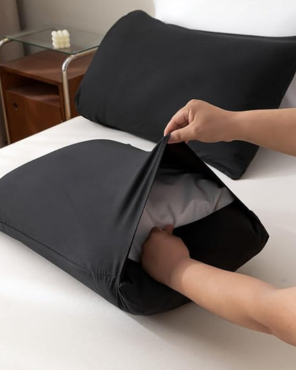 ROSGONIA Comforter Full Size Black for Girls Boys Teens, 3pcs (1 Boho Comforter & 2 Pillowcases), Lightweight Dorm Bedding Soft All Season Bed Set