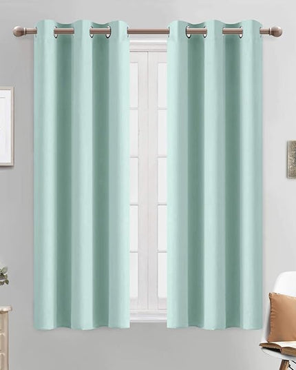 Yakamok Blackout Curtains Room Darkening Thermal Insulated with Grommet Window Curtain for Living Room, 38 x 54 inch, Aqua, 2 Panels