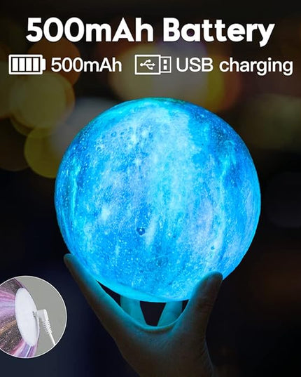BRIGHTWORLD Moon Lamp Galaxy Lamp 5.9 inch 16 Colors LED 3D Moon Light, Remote & Touch Control Moon Night Light Christmas Gifts for Girls Boys Kids Women Birthday（Wooden Base）