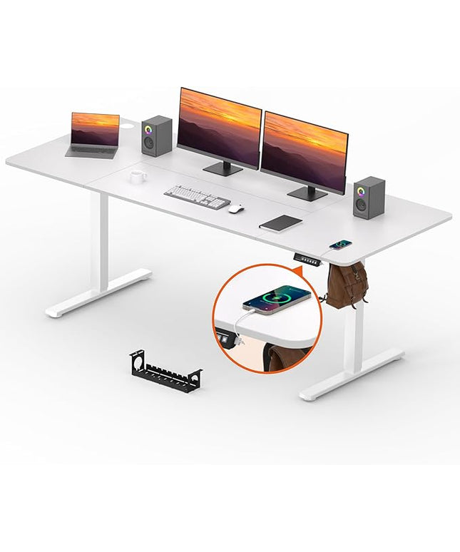 Adjustable Standing Desk, Large 79x31 Inches Standing Desk with Cable Management, Height Adjustable Home Office Computer Desk with Memory Preset&Charging USB Port&Sedentary Reminder
