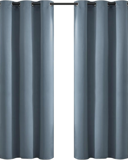 Yakamok 72 Inch Length Blackout Curtains for Bedroom, Room Darkening Thermal Insulated Solid Grommet Panels for Living Room(42Wx72L, Stone Blue, 2 Panels)