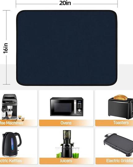 Heat Resistant Mats for Countertop - Fireproof 16x20in Heat Resistant Mats for Air Fryer - Kitchen Countertop Protector for Air Fryer, Coffee Maker, Stand Mixer, Toaster, Oven - Blue - 2PCS