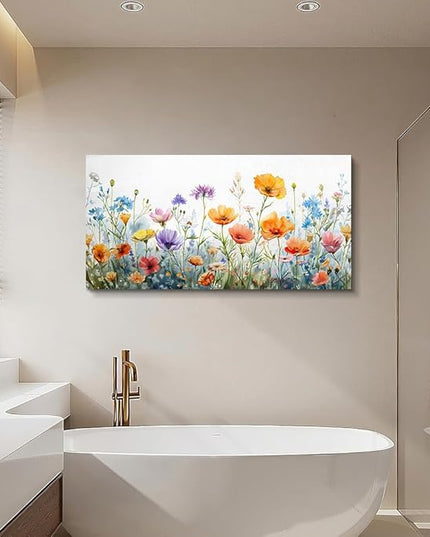 Wapluam Large Wall Decor For Living Room Wall Art For Bedroom Office Decoration Vintage Wildflower Canvas Prints Painting Flowers Pictures Artworks Ready To Hang Modern Aesthetic Room Home Decor