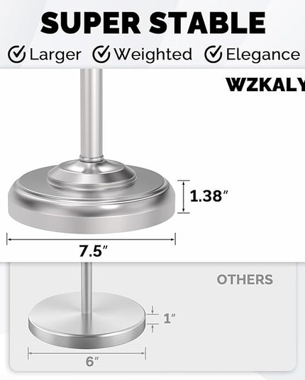 Toilet Paper Holder Stand, Brushed Nickel Toilet Paper Holder Free Standing, Post Pivoting Design & Stable Weighted Base SUS304 Stainless Steel for Bathroom(Mega Roll)