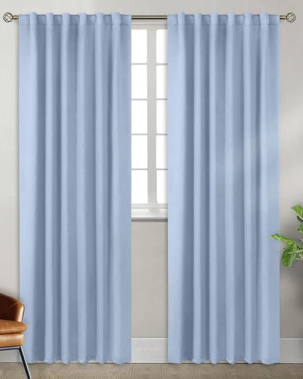 BGment Rod Pocket and Back Tab Curtains for Bedroom - Thermal Insulated Room Darkening Curtains for Living Room, 2 Window Curtain Panels (52 x 84 Inch, Spa Blue)