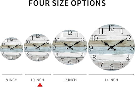 HYLANDA Wall Clock, 10 Inch Silent Non Ticking Wall Clocks Battery Operated, Rustic Wooden Clocks Decorative for Kitchen, Bathroom, Bedroom, Living Room