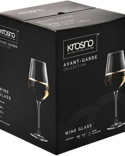Krosno Large White Wine Glass | Set of 4 | 13.2 oz | Avant-garde Collection | Perfect for Home, Restaurants and Parties | Dishwasher Safe | Lead-Free Crystal Glass