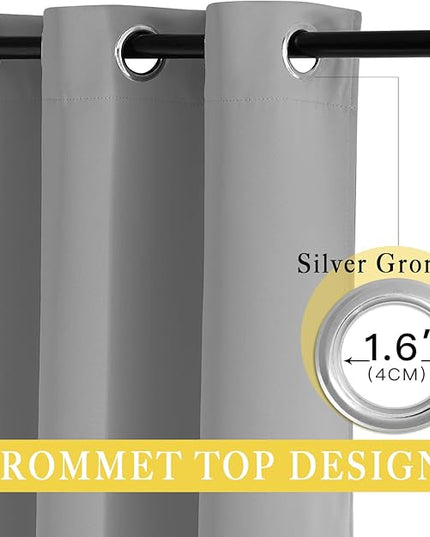 NICETOWN Blackout Silver Grey Sliding Door Curtains 90 inch Length, Thermal Insulated Grommet Room Darkening Window Treatments for Bedroom/Living Room, 1 Panel, W80 x L90