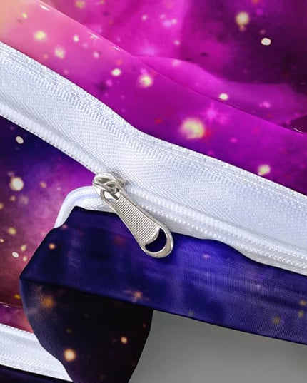 Galaxy Duvet Cover Space Bedding Set Queen Size for Teen Kids, for Boys and Girls Purple Bed Set Printed with 1 Comforter Cover and 2 Pillowcases