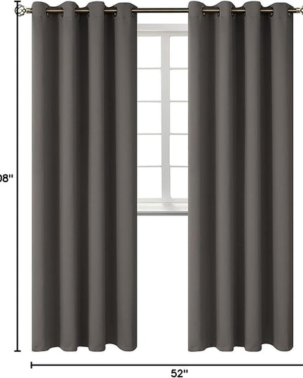 BGment Blackout Curtains - Grommet Thermal Insulated Room Darkening Bedroom and Living Room Curtains, Set of 2 Panels (52 x 108 Inch, Grey)