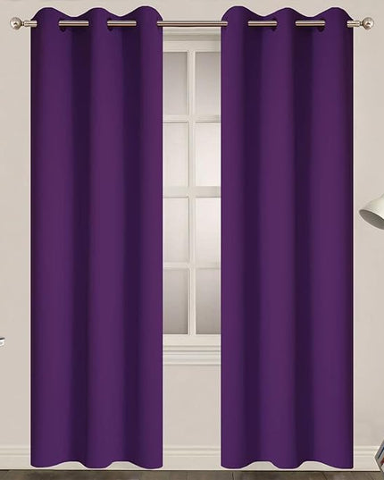 Yakamok Soft Room Darkening Grommet Window Drapes Thermal Insulated Light Blocking Blackout Curtains for Bedroom(38Wx90L,Purple,2 Panels)