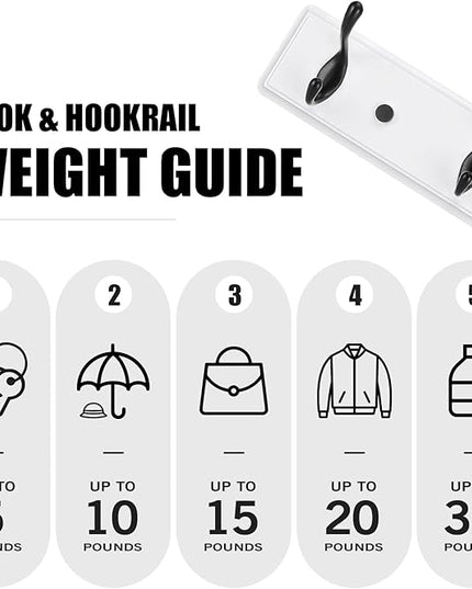 Wooden Coat Rack, Wall-Mounted Organizer for Closet, Entryway, Hallway, Foyer, Bedroom, Heavy Duty Double Hooks for Hanging Towels, Bags, Hats, Jackets, Key (WhiteBlack, 4 Hooks)
